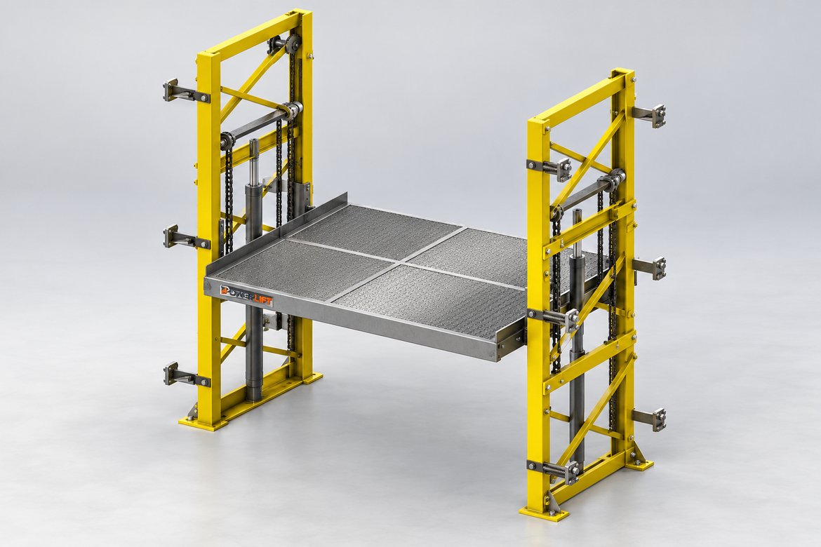 Double mast hydraulic freight lift