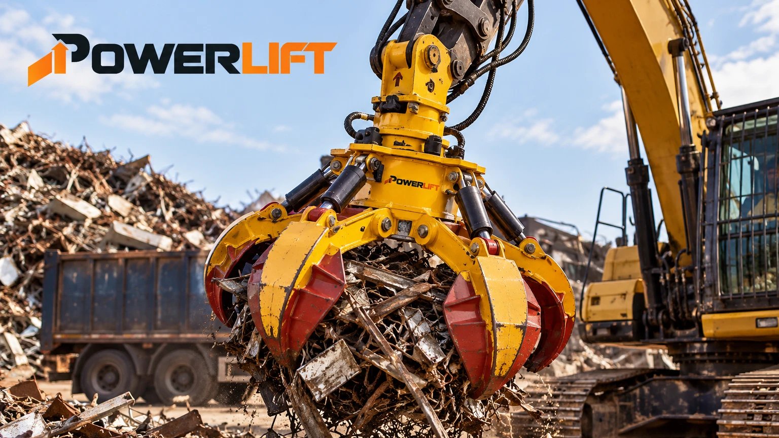 Powerlift SG300 scrap grapple with tines open